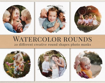 Creative watercolor rounds photo masks for Photoshop, great for your photography projects, photoshop clipping masks, free video tutorial