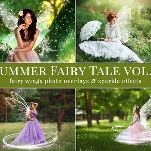 Fairy photo overlays "Summer Fairy Tale vol.2", wings photo overlays and sparkle photo overlays, creative photo overlays for Photographers