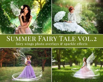 Fairy photo overlays "Summer Fairy Tale vol.2", wings photo overlays and sparkle photo overlays, creative photo overlays for Photographers