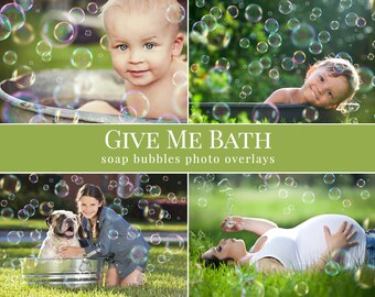 Bubbles photo overlays "Give Me Bath", dreamy soap bubbles for Photoshop, summer overlays for Photography