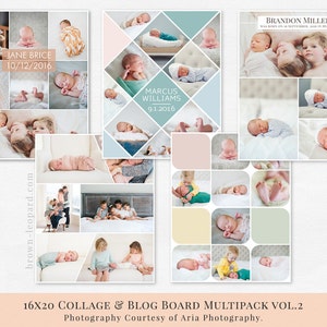 Collage & Blog Board Multipack vol.2 - psd templates for Photoshop,16x20 inches, for photographers, share, print, pin on Pinterest