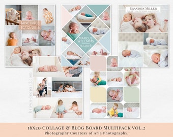 Collage & Blog Board Multipack vol.2 - psd templates for Photoshop,16x20 inches, for photographers, share, print, pin on Pinterest