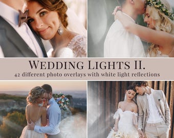Dreamy Wedding Lights Photo Overlays – 42 White Light Effects for Wedding, Portrait, Boudoir editing – JPG Glow Overlays for Photoshop