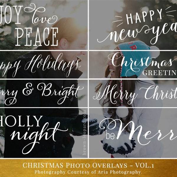 Christmas Wording vol.1 - photo overlays, holiday lettering, psd & png files, for photographers