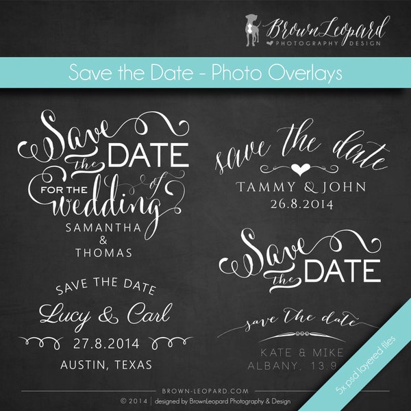 Photography Words Overlays (13) - Save the Date - 5pcs - INSTANT DOWNLOAD