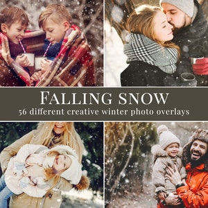 56 superposiciones de fotografías de nieve diferentes para Photoshop, superposiciones de invierno ideales para fotografías de invierno y minisesiones navideñas