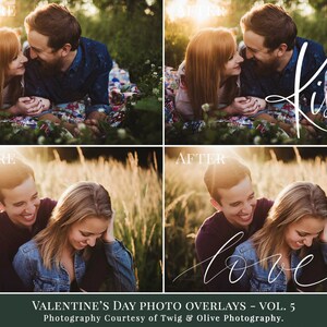 Valentines photo overlays Valentine's Day Word art, creative photo overlays for Photoshop, actions for Photographers, valentines minis image 4