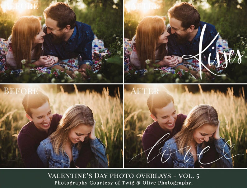 Valentines photo overlays Valentine's Day Word art, creative photo overlays for Photoshop, actions for Photographers, valentines minis image 4