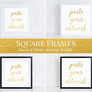 Square frames mockup bundle, black and white frame, styled stock photography, square print mockup, shop & web presentation MOC055 image 1