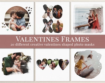 Valentines photo masks for Photoshop, great for Valentine' Day and wedding photography, portrait photoshop overlays with watercolor effect