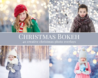 Bokeh photo overlays &quot;Christmas Bokeh&quot;,  Christmas photo overlays, holiday photo overlays for Photoshop, lights overlays, bokeh overlays