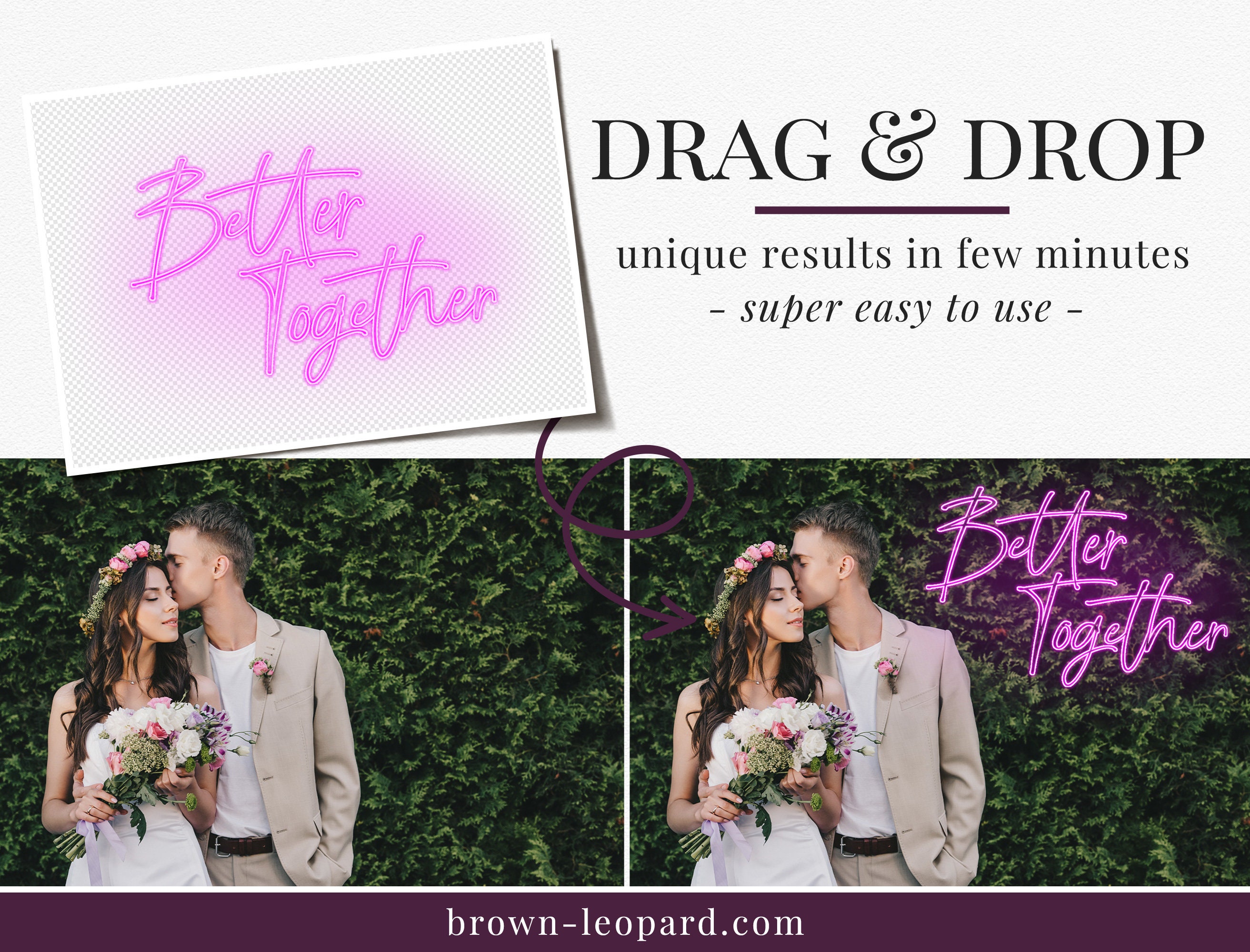 12 Different Wedding Neon Signs Photo Overlays for Photoshop, Digital ...