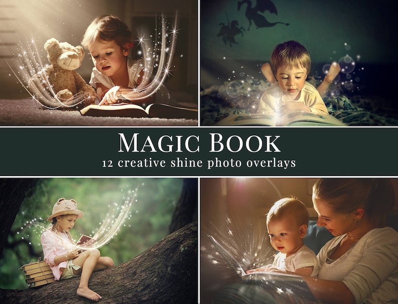 Shine photo overlays Magic book, creative digital photo overlays for Photoshop, great for minis, outdoor photography, kids & family pics image 1