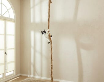 Cat Climbing Rope for Indoor Cats 9.3ft – Ceiling or Wall Mounted Sisal Cat Ladder, Cat Playground & Scratching Post, Cat Steps, Cat Tower
