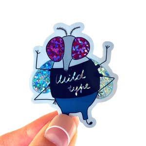 Fruit Fly Glitter Sticker // Wild Type Drosophila // Cute Molecular Biology and Genetics // Gift for a Scientist, Biologist, Geneticist