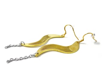 Banana Slug Earrings // California Biodiversity Brass Earrings // Biology Teacher, Snail, Slime, Student Earrings, Gastropod Mollusc