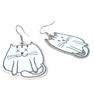 Schrodinger&#39;s Cat Earrings // Physics and Science Jewerly // Nerdy and Cute Stainless Steel Earrings