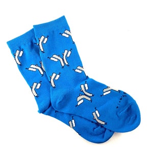Cute Antibody Socks in Blue // Jacquard Science Socks for Women Size S // Gift for a Science Teacher, Immunologist, Doctor, Nurse, Resident