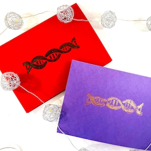 Carte de voeux ADN faite main imprimée au bloc//Cadeau pour professeur de sciences//Cadeau étudiant en biologie