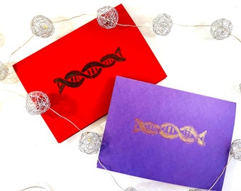 DNA Handmade Block-printed Greeting Card // Science Teacher Gift // Biology Student Gift