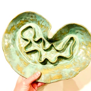 Mitochondrion platter / unique ceramic chip-and-dip cone-of-a-kind platter / gift for scientist, biologist, biology teacher, science teacher