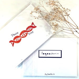 DNA Handmade Block-printed Thank You Card // Set of 5 // Notecard or ...
