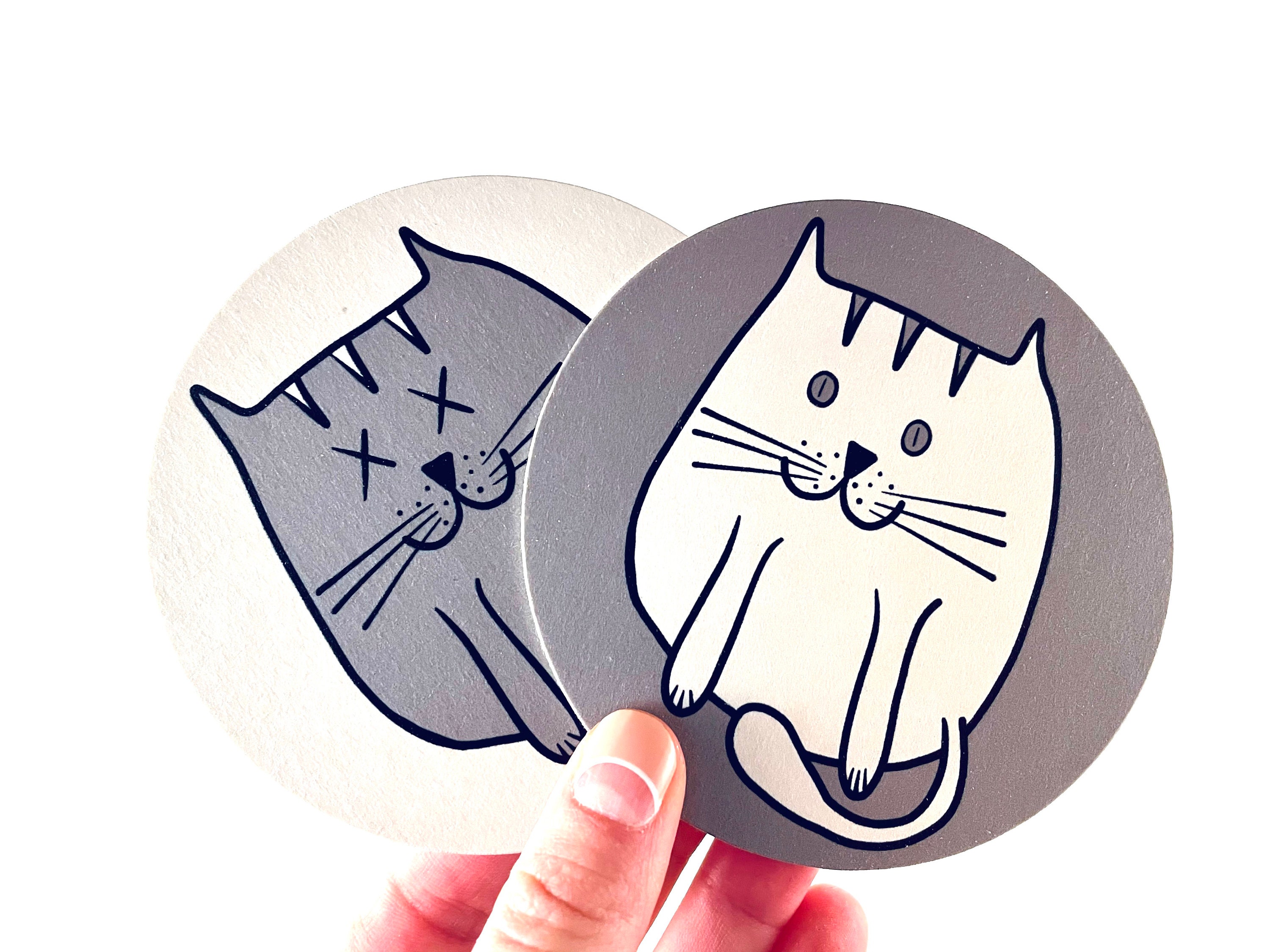 Schrodinger's Cat Coaster Set // Dead and Alive Cats Coasters 