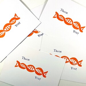DNA Handmade Block-printed Thank You Card // Set of 5 // Notecard or ...