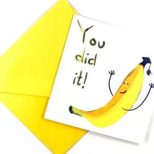 Vous avez réussi // Carte de remise des diplômes // Jolie carte vierge banane