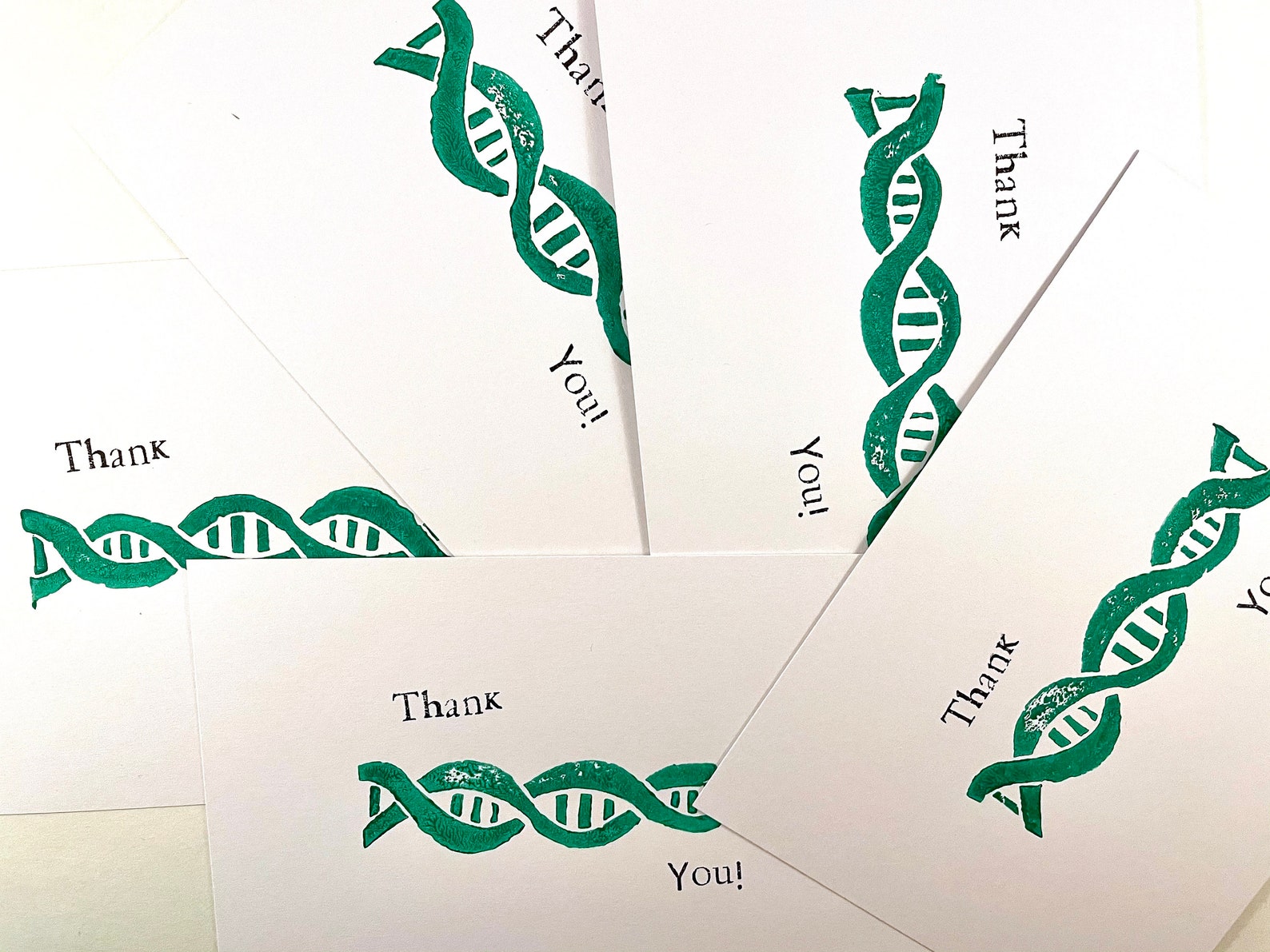 DNA Handmade Block-printed Thank You Card // Set of 5 // | Etsy
