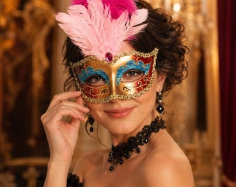 Venetian Women's Makeup Mask - Handmade Mask, Elegant Carnival Party, Carnival Ball, Festival Performance Eye Mask