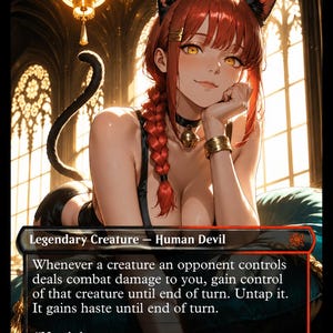 Makima Control Devil MTG Proxy Card,Chainsaw Man Anime Custom Trading Card,Legendary Creature Fan Art Collectible,Mythic Inspired TCG Gift
