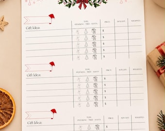 Suivi Cadeaux de Noël à Imprimer, Organisateur Cadeaux, Étiquettes Cadeaux PDF, Planner Noël, Téléchargement Numérique Instantanée