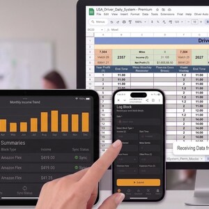 USA Driver Tracker System Premium - Google Sheets USA skatteberäknare och körsträckare - Bokföring för egenföretagare för Uber, Lyft, DoorDash...