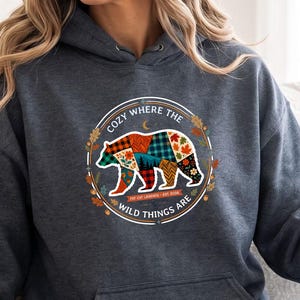 Sudadera con capucha Cozy Where the Wild Things Are Patchwork Bear, unisex Heavy Blend™