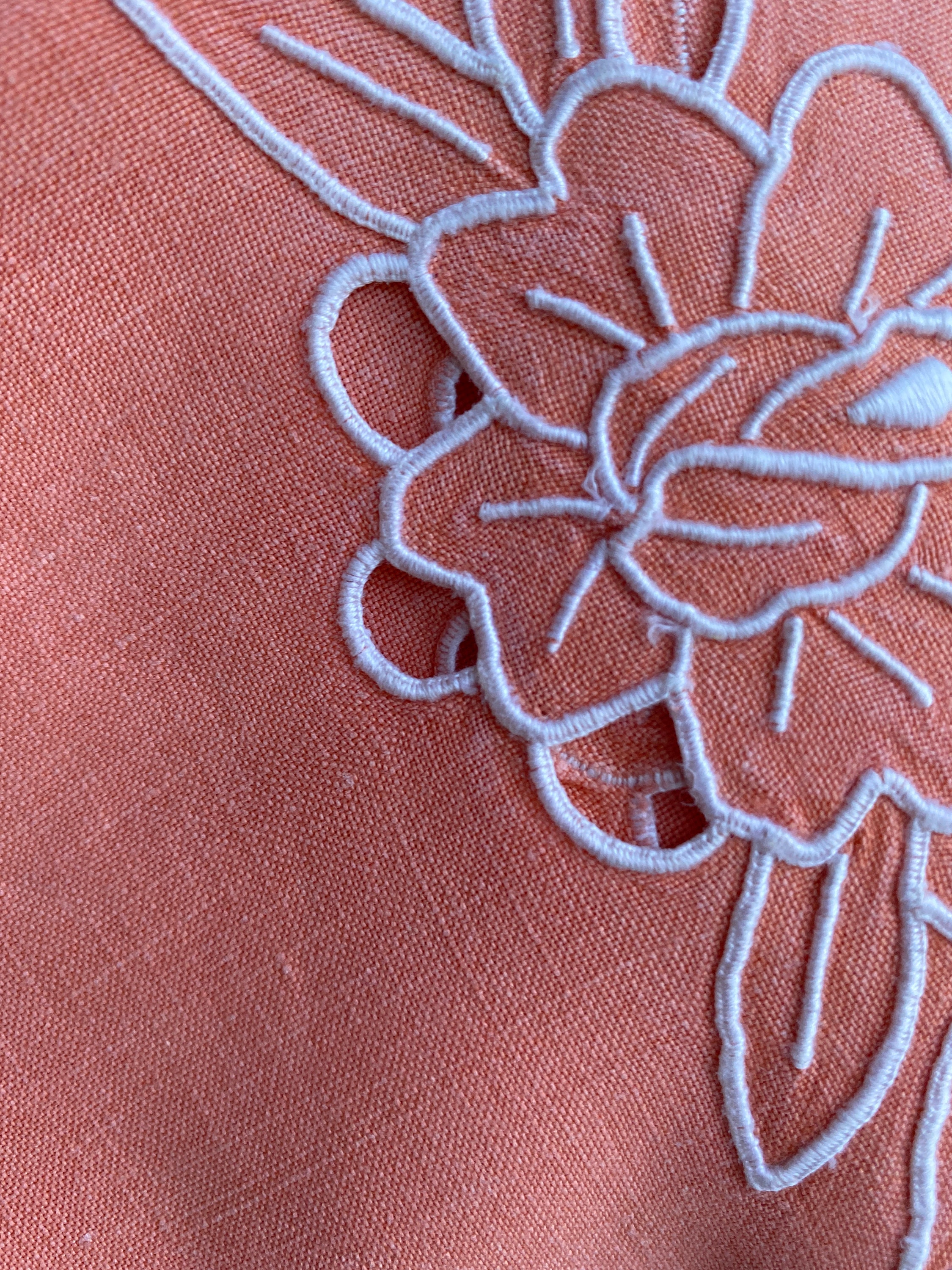 Beautiful Salmon Pink Vintage Linen Tablecloth and 10 Napkins Etsy UK