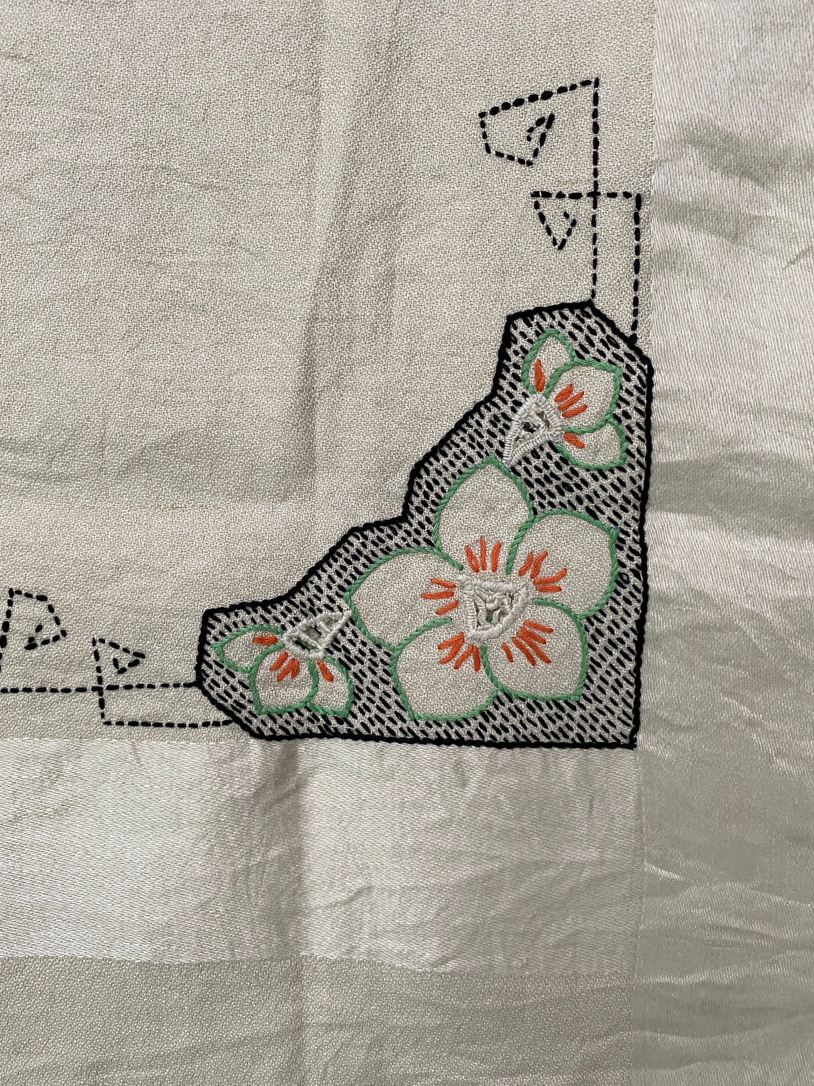 Arts and Crafts Embroidery, Linen Tablecloth, Mission Style 1915 Etsy
