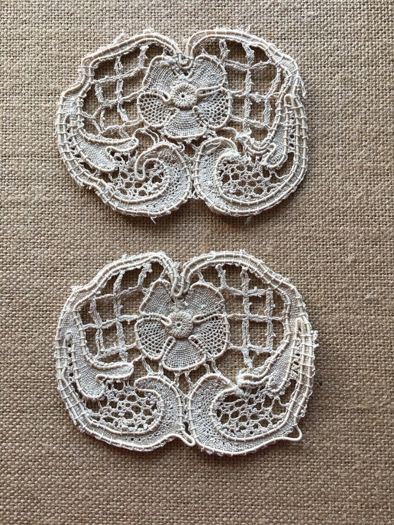 pair of Edwardian lace medallions.