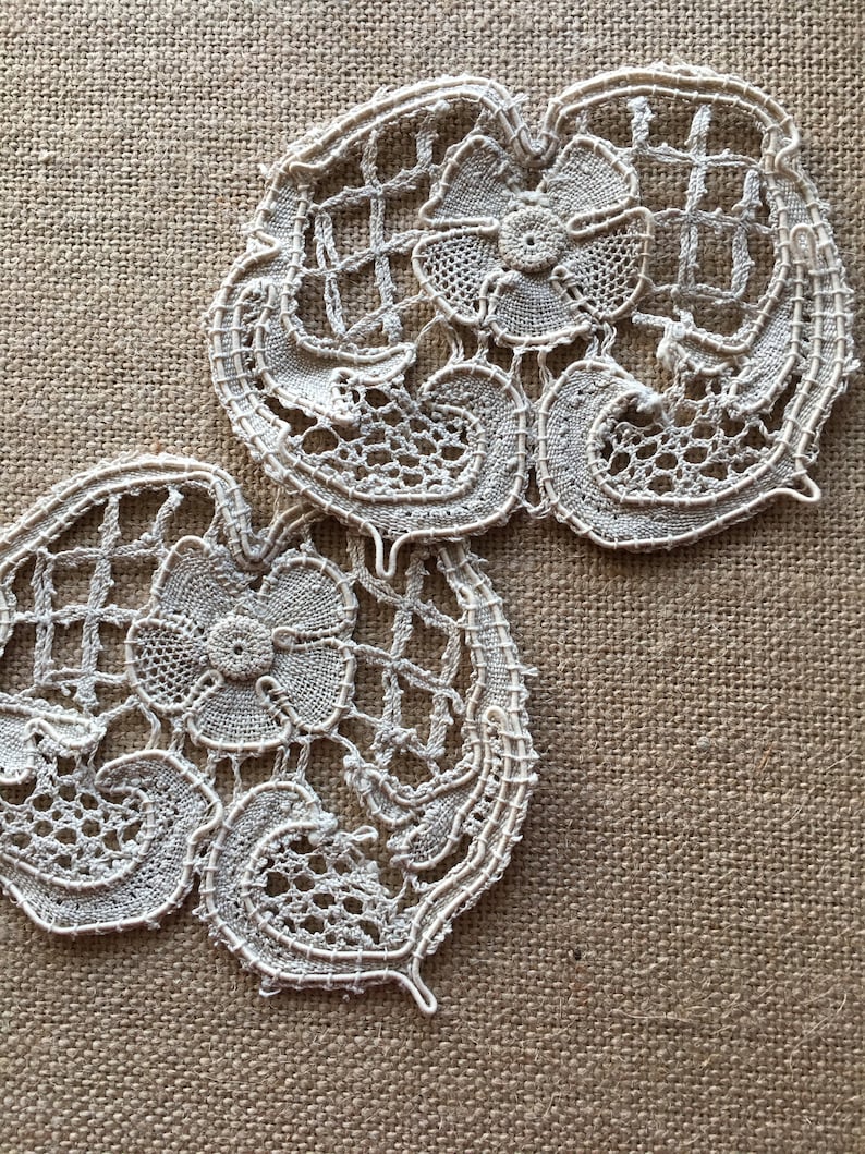 pair of Edwardian lace medallions.