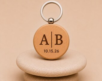 Wedding Favor Personalized Wooden Keychains Bulk Custom Engraved Guest Gift Rustic Wedding Keepsake