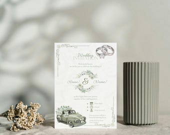 Salbeigrüne Hochzeitseinladung Vorlage ~ Digitaler Download