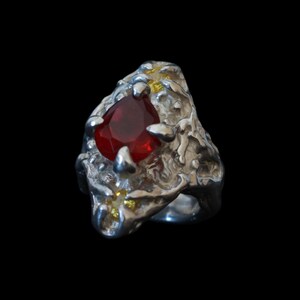 Tisa Ruby Molten Claw Set oversized ring OOK