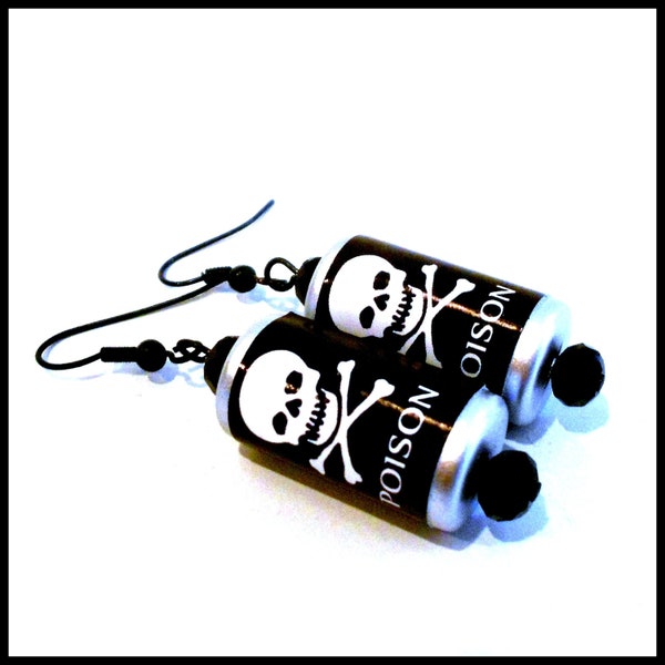 RESERVED for WEARIFYOUDARE Poison Earrings Skull & Crossbones