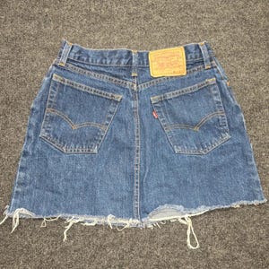 VTG 80s Levis Raw Hem Denim Mini Skirt Made in USA Dark Wash W30 Grunge