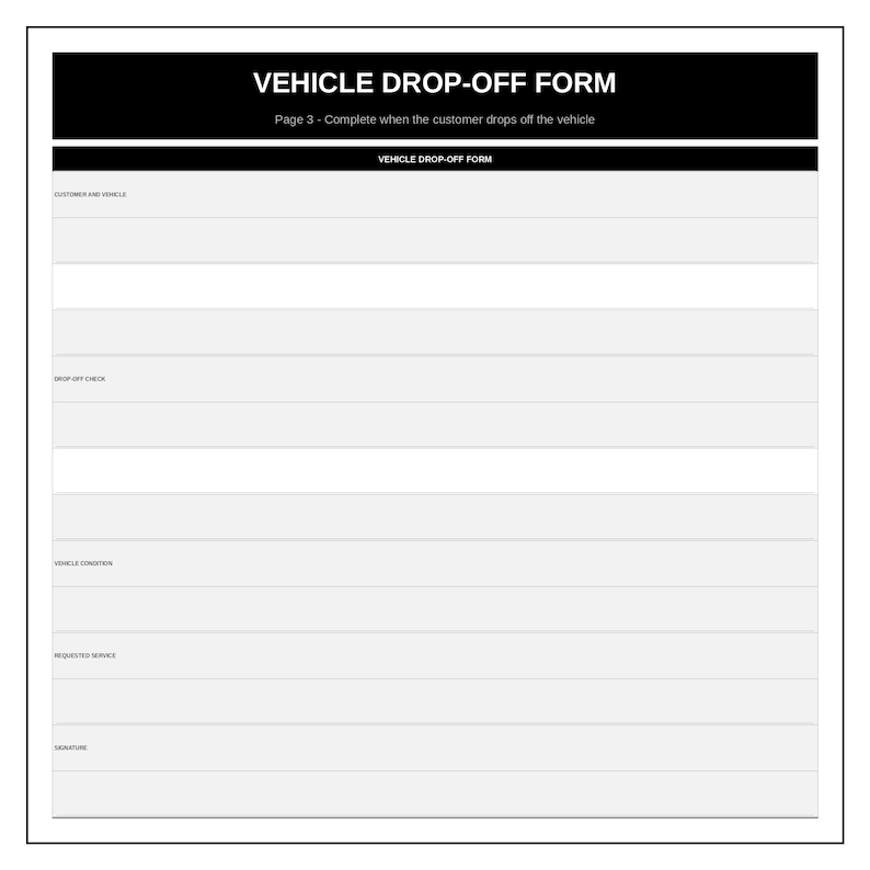 Auto Repair Work Order & Invoice Template | Mechanic Printable PDF ...