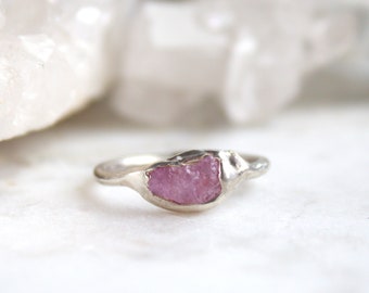 sapphire ring, pink sapphire, statement ring, raw sapphire, silver jewelry, sterling silver, recycled silver