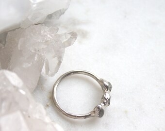 Saphirring, Statement-Ring, Rohsaphir, Silberschmuck, Sterlingsilber, recyceltes Silber