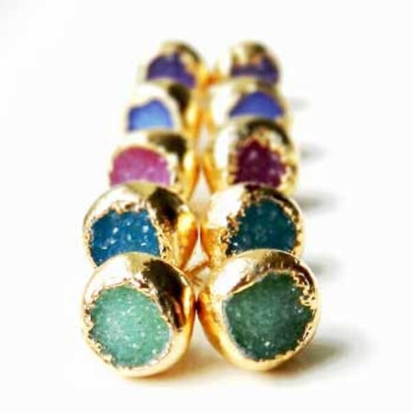 Druzy Earrings, Druzy Stud Earrings, Stud Earrings, Druzy Studs, Gold Earrings