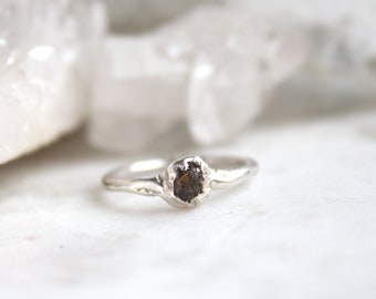 sapphire ring, minimalist jewelry, raw sapphire, chocolate sapphire, silver jewelry, sterling silver, recycled silver