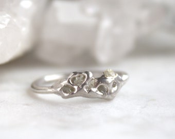 ruwe diamanten ring, zilveren sieraden, sterling zilver, gerecycled zilver, cadeau voor haar, maat 7, sunn en steen